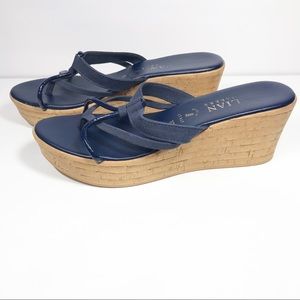 Italian Shoemakers navy blue wedge sandals